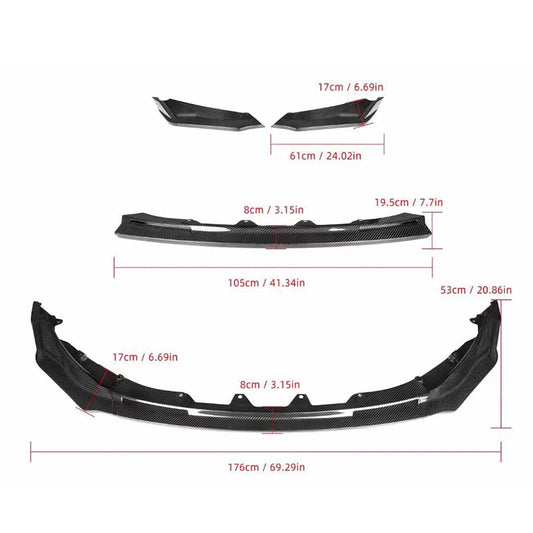 V Style Dry Carbon Fiber Front Lip For BMW M3 G80 & M4 G82 | 3 PCS