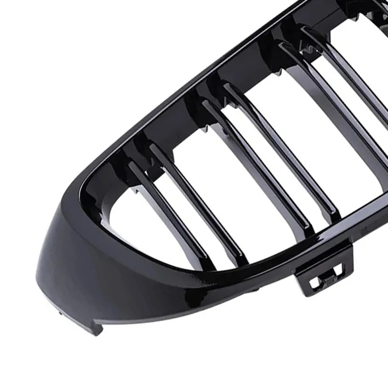 Dual Slat Front Kidney Grill for For BMW 4 Series F32 F33 F36 F80 F82 | Gloss Black