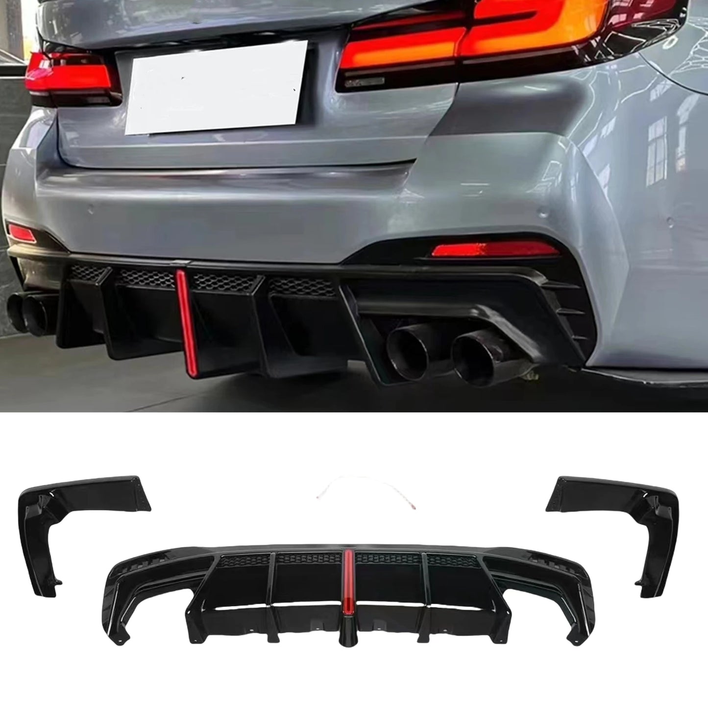 F1 Style Rear Diffuser with LED Light For BMW G30/G31 M550i 2017+