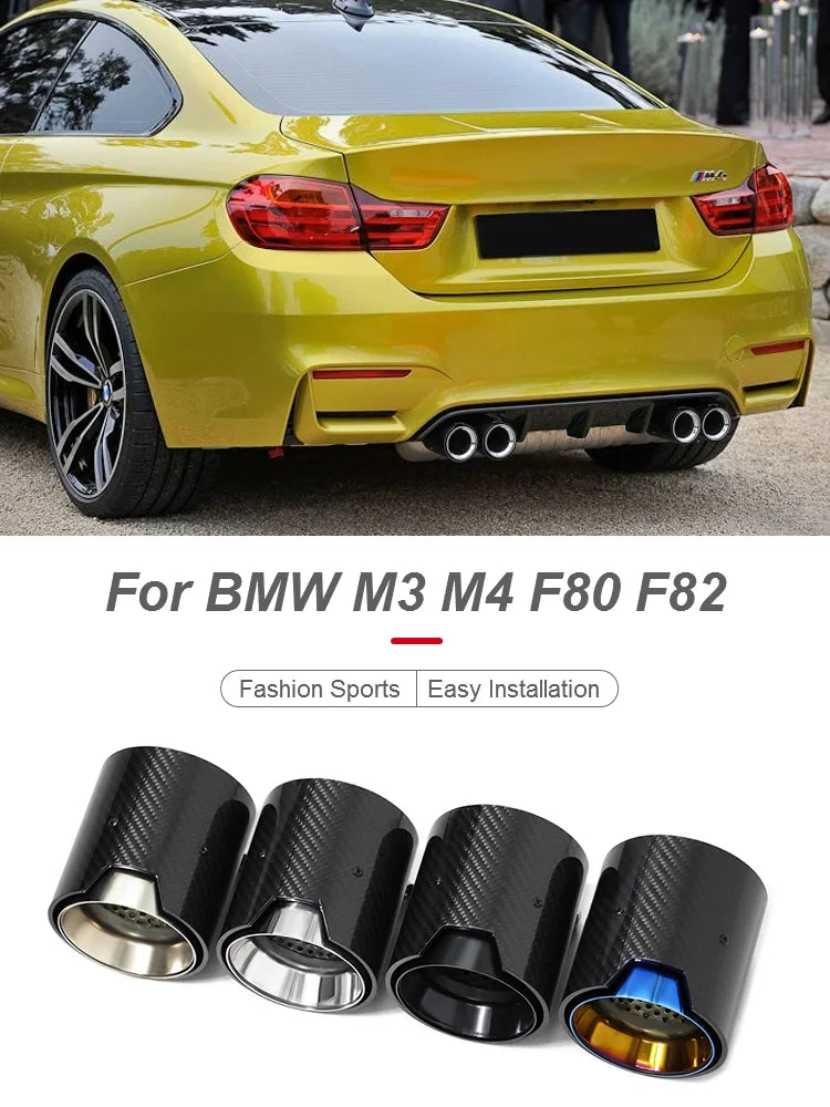 4 PCS Carbon Fiber Exhaust Tips for BMW F80 F82 F87 | Stainless Steel