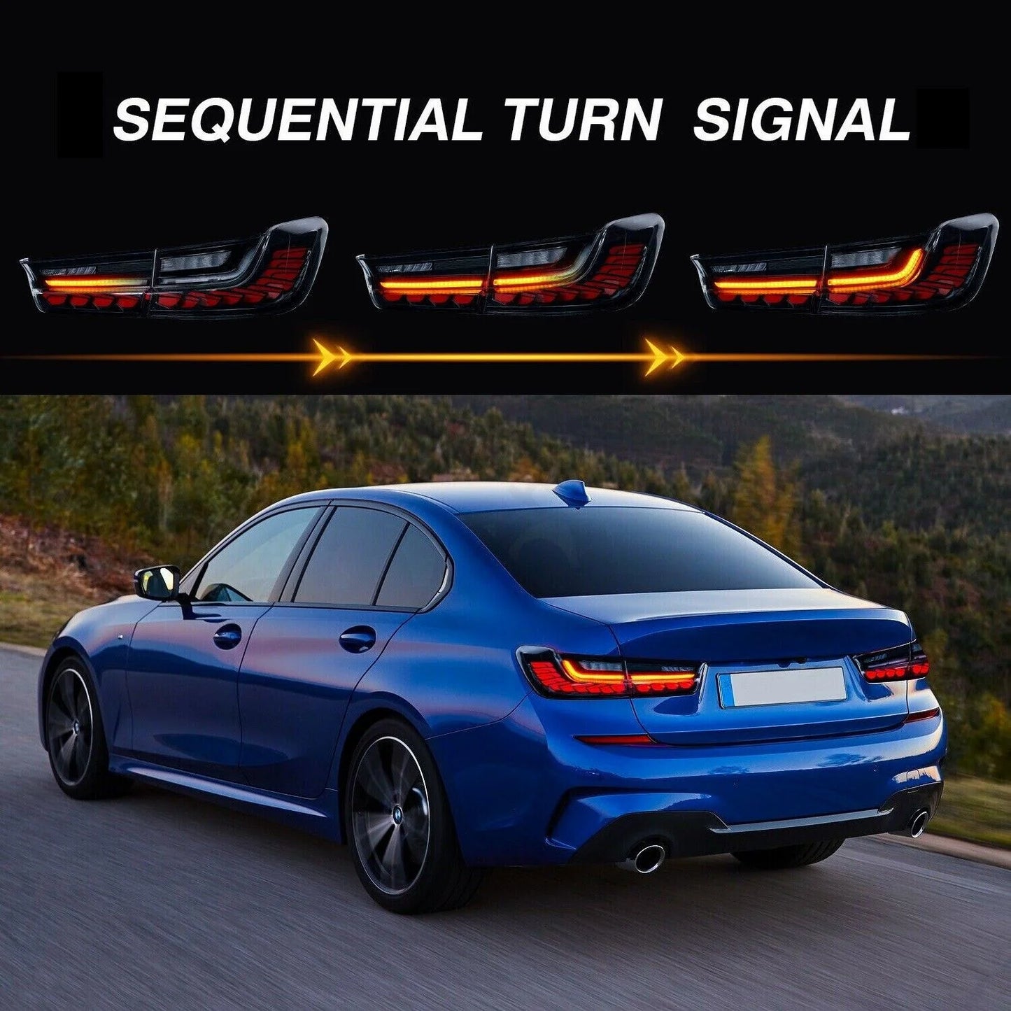 OLED GTS Style Tail Lights for BMW 3 Series G20/G80 (2019-2023)  w/Dragon Scales & Dynamic Animation