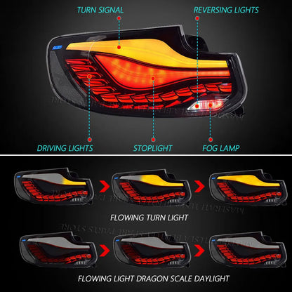 LED GTS Tail Lights For BMW 2 Series w/ Dragon Scale Animation (F22 F23 F87)