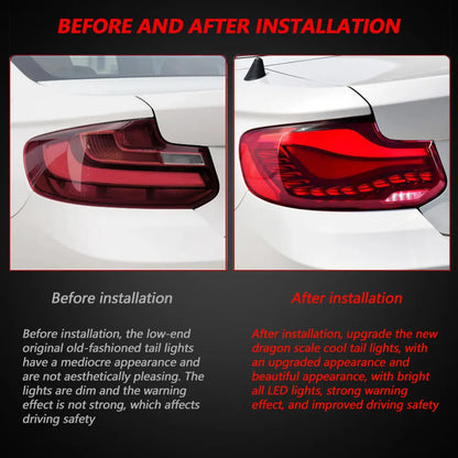 LED GTS Tail Lights For BMW 2 Series w/ Dragon Scale Animation (F22 F23 F87)