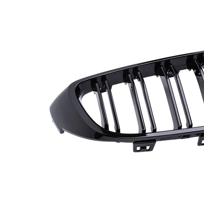 Dual Slat Front Kidney Grill for For BMW 4 Series F32 F33 F36 F80 F82 | Gloss Black