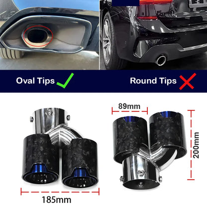 Quad Carbon Fiber Exhaust Tip For G Series BMW M340i M240i M440i MPE